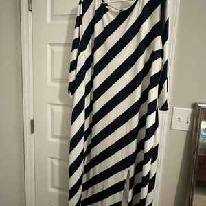 Cato Asymmetrical Navy and White 3/4 Sleeve Dress